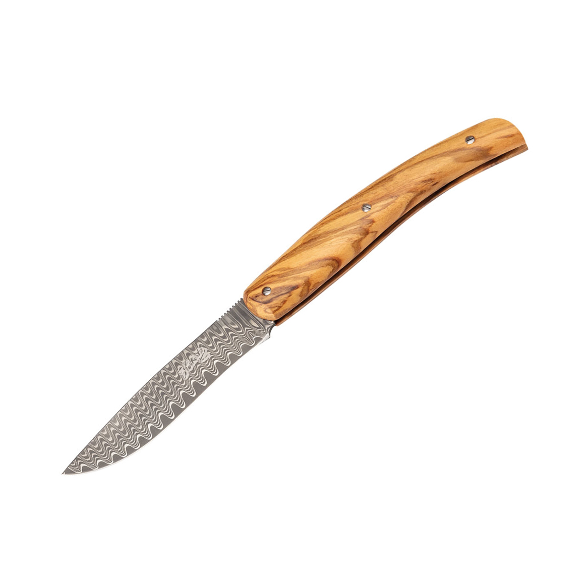 Navaja de bolsillo con hoja de acero damasco de 8.2 cm y mango de...