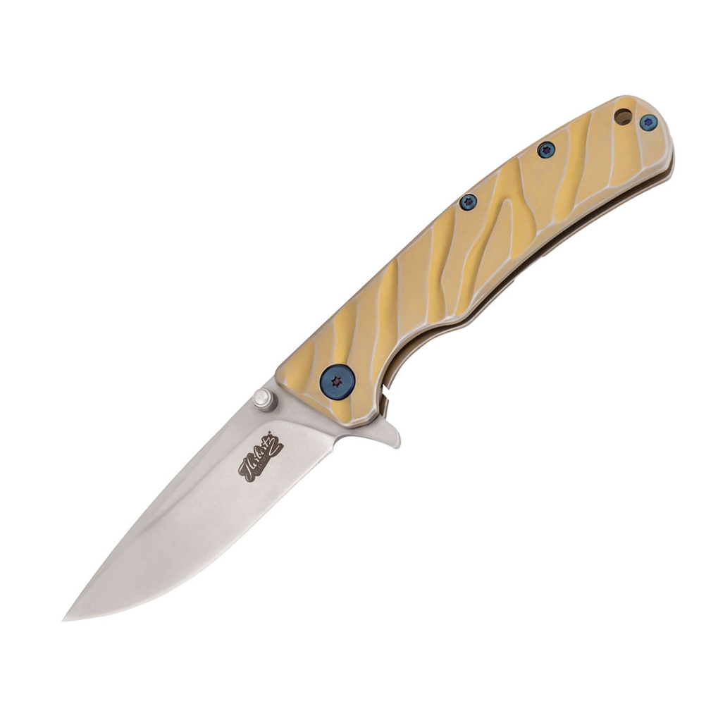 Navaja táctica con hoja drop point de 7.5 cm y mango de acero ino...