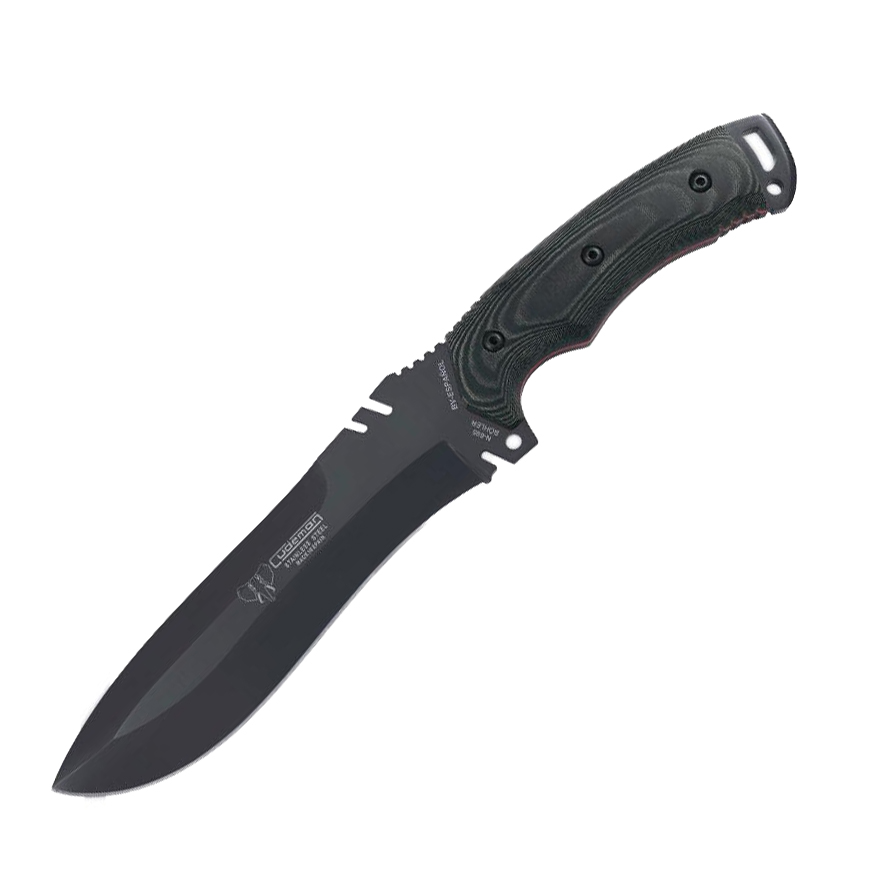 Cuchillo Boina Verde Español con mango de micarta negra. Hoja neg...