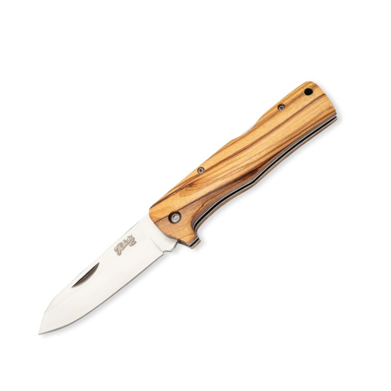 Navaja de bolsillo con hoja de acero inox de 9 cm y mango de made...