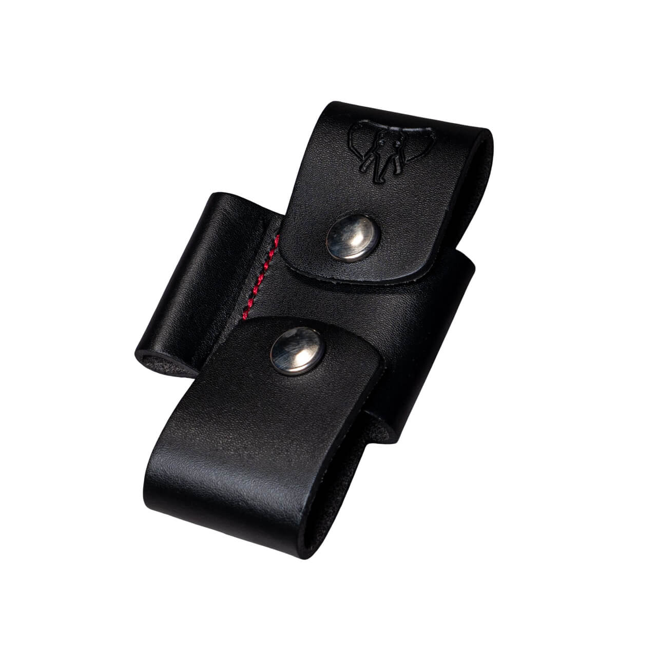 Coupleur en cuir noir avec tissu Cudeman rouge. 10 cm