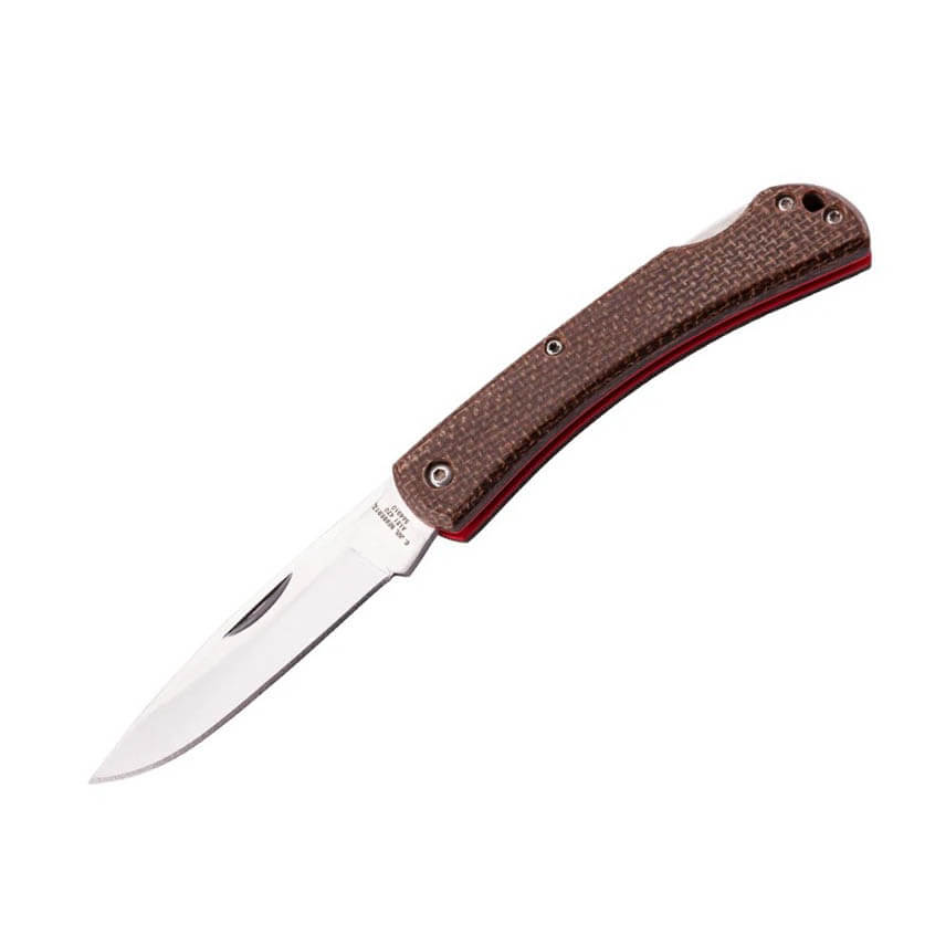 Navaja de bolsillo con mango de micarta marrón con lockback y hoj...