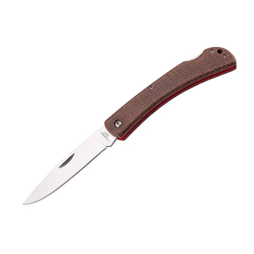 Navaja de bolsillo con mango de micarta marrón con lockback y hoj...