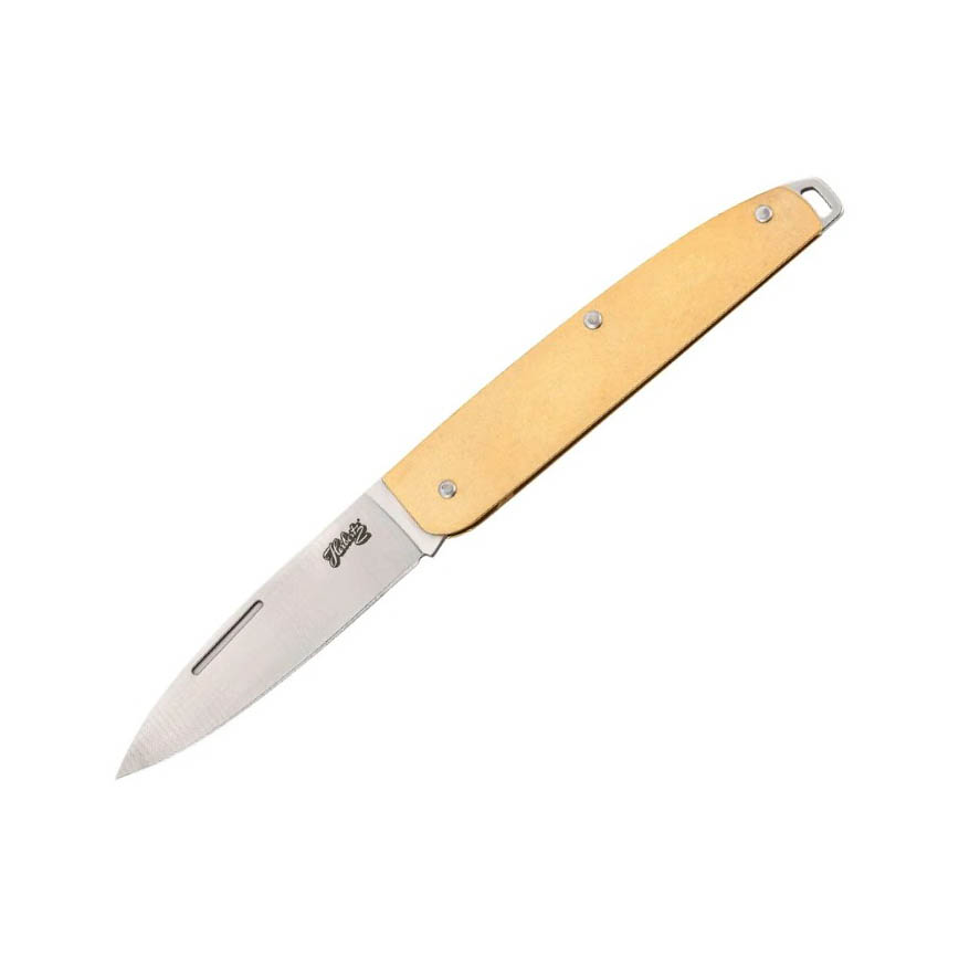 Navaja de bolsillo con mango de latón y hoja de 7 cm con slipjoin...