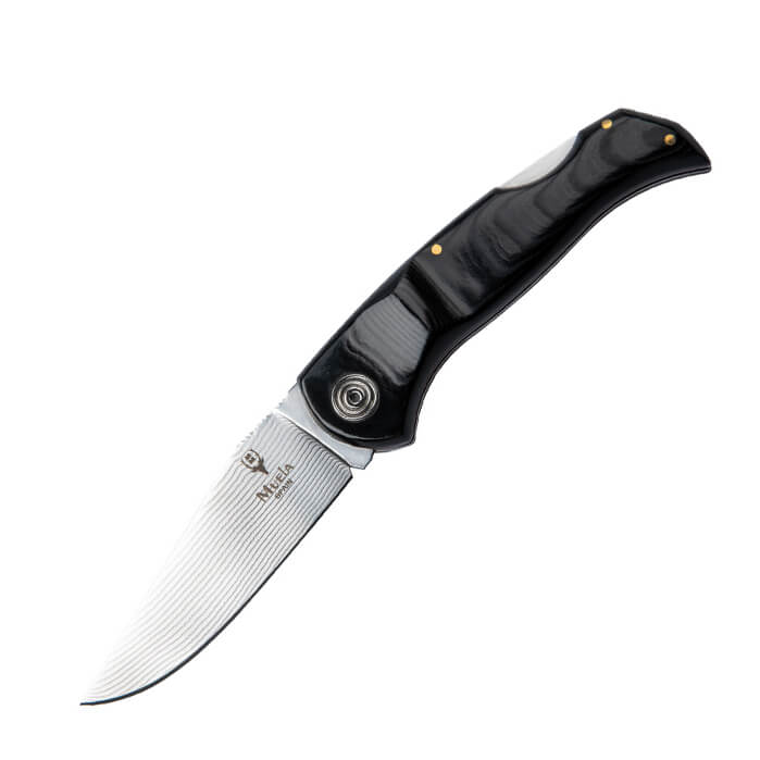 Navaja de colección Muela Navalia damasco con mango de micarta ne...