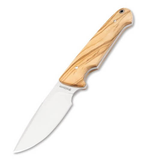 Hunting knife with olive wood handle