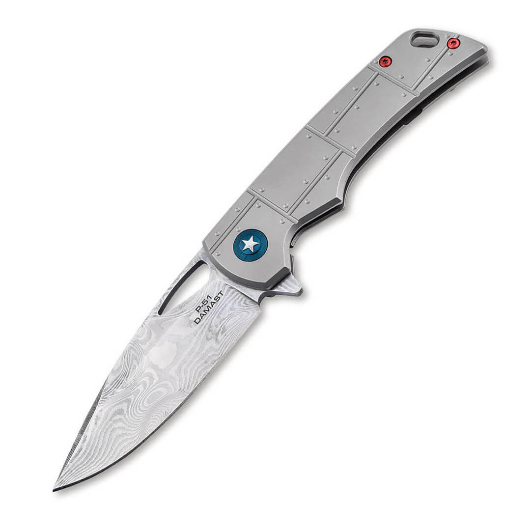 American style collection tactical pocket knife with damascus bla...