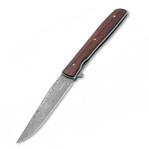 Damascus blade pocket knife with line lock from the Urban Trapper...