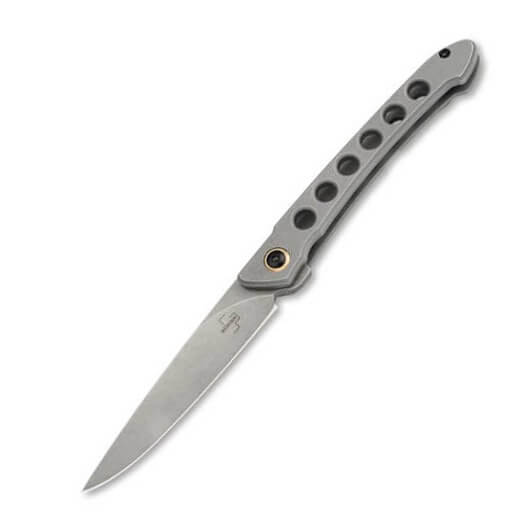 Tactical pocket knife with stainless steel skeleton handle from t...