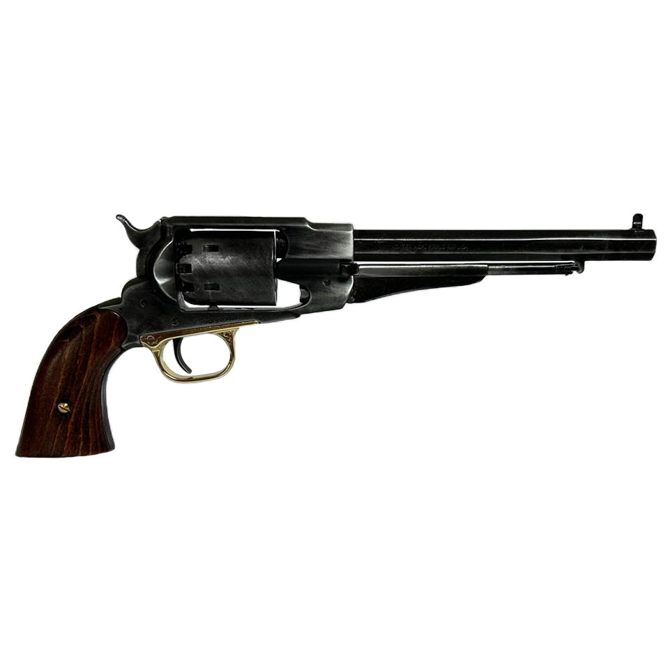 Réplica de revólver Remington 1858 preto metal antigo