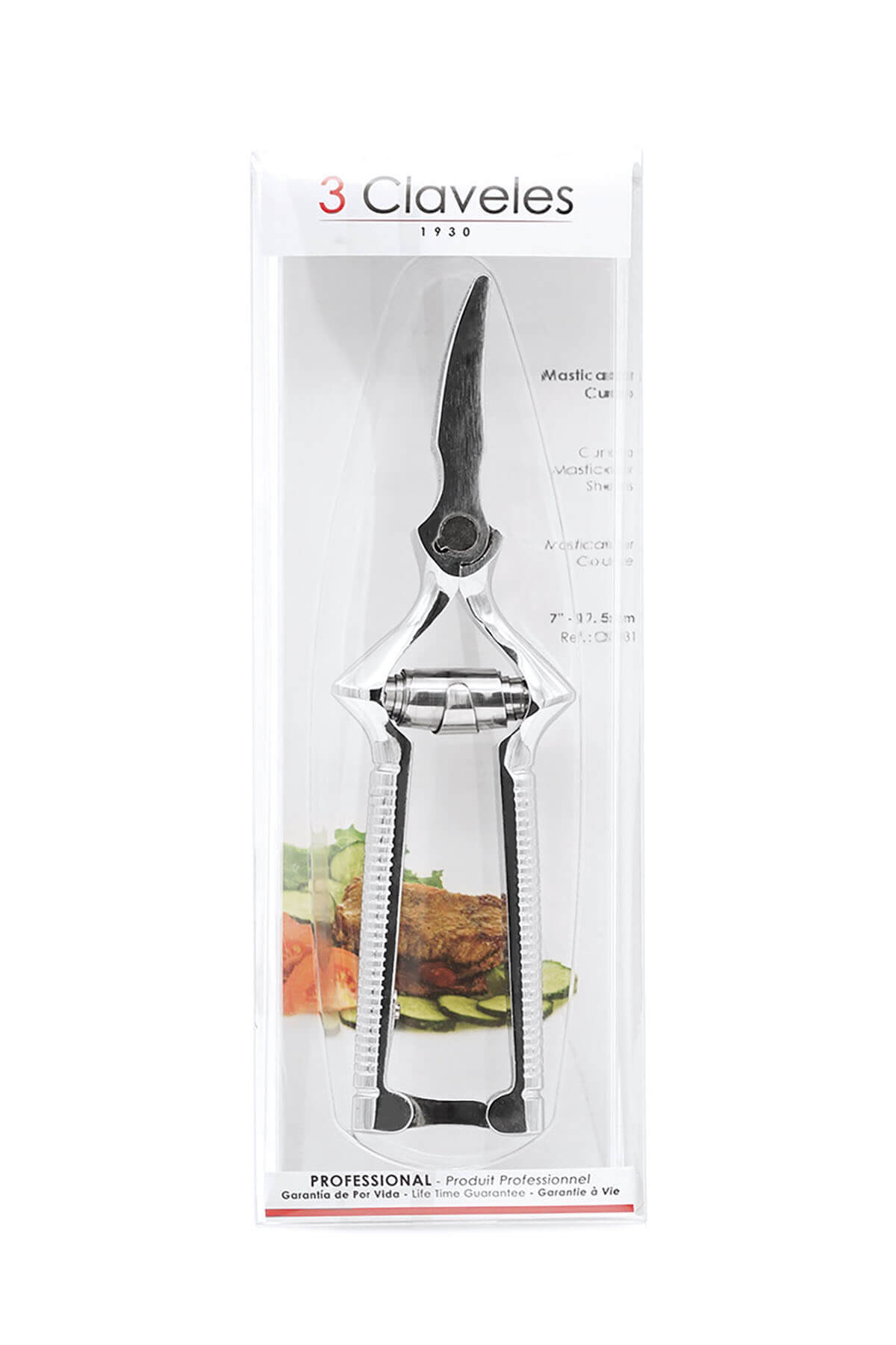 Masticador curvo  de cromo pulido de 7 " 3 Claveles
