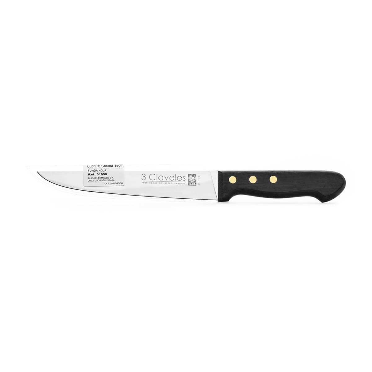 Cuchillo cocinero con mango de madera de palosanto y hoja de 21 cm 3 Claveles