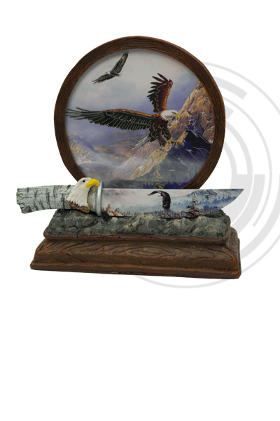 Cuchillo decorativo de resina con dibujo de águila y luces led