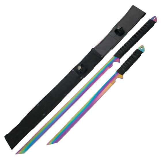 Set aus zwei Macheten mit 48 und 34,6 cm Tanto-Klinge und schwarz...