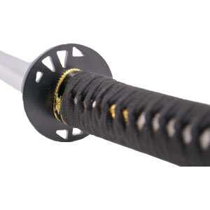 Funktionelles Katana Hattori Hanzo Kill Bill The Bride in schwarzer Farbe mit Löwendetail