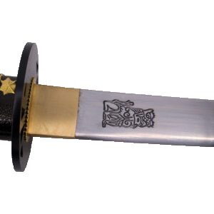 Funktionelles Katana Hattori Hanzo Kill Bill The Bride in schwarzer Farbe mit Löwendetail