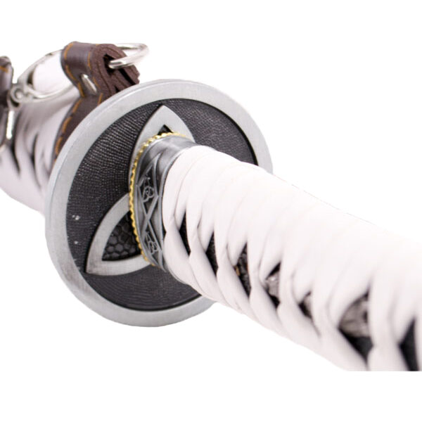 Funktionelles Katana mit roter Scheide mit Drachen und rotem Griff