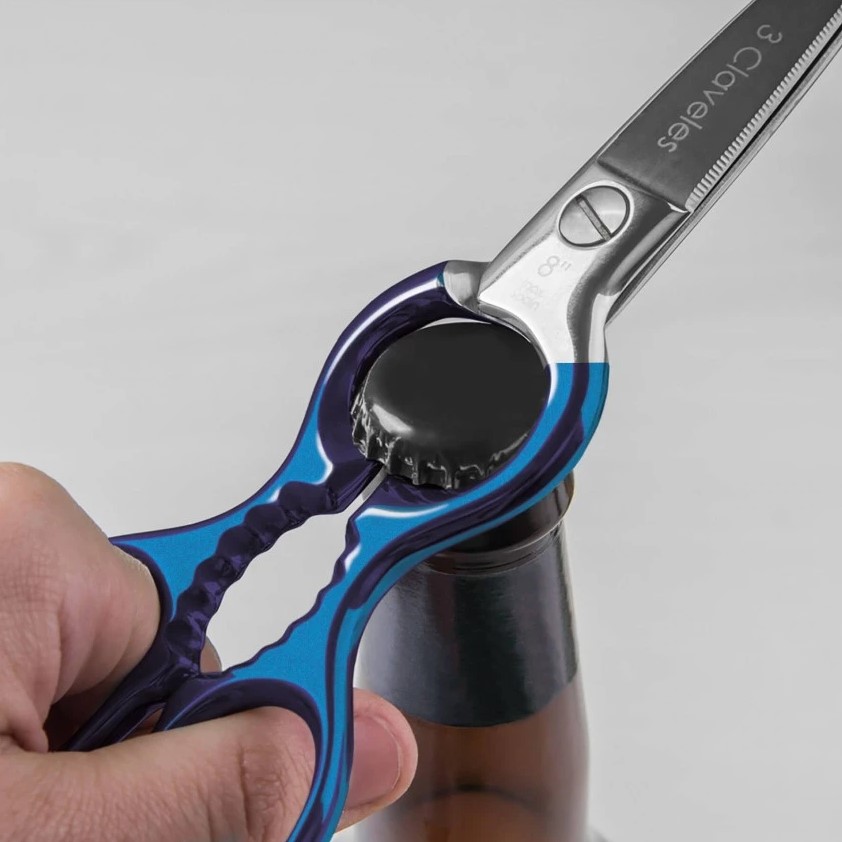 Tijeras de cocina varios usos de 8" en acero inoxidable con mango azul