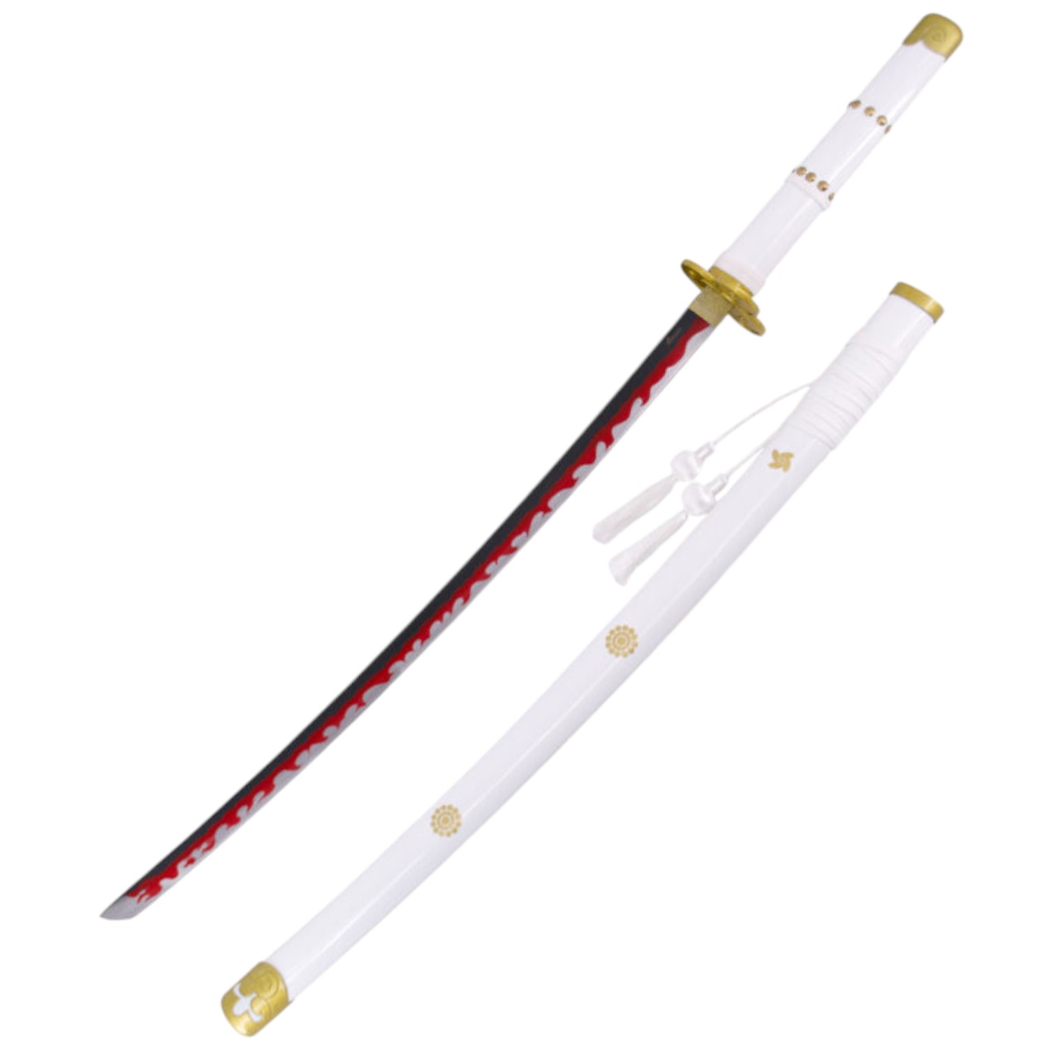 Katana Enma von Zoro in One Piece weißer Farbe mit goldenen Detai...