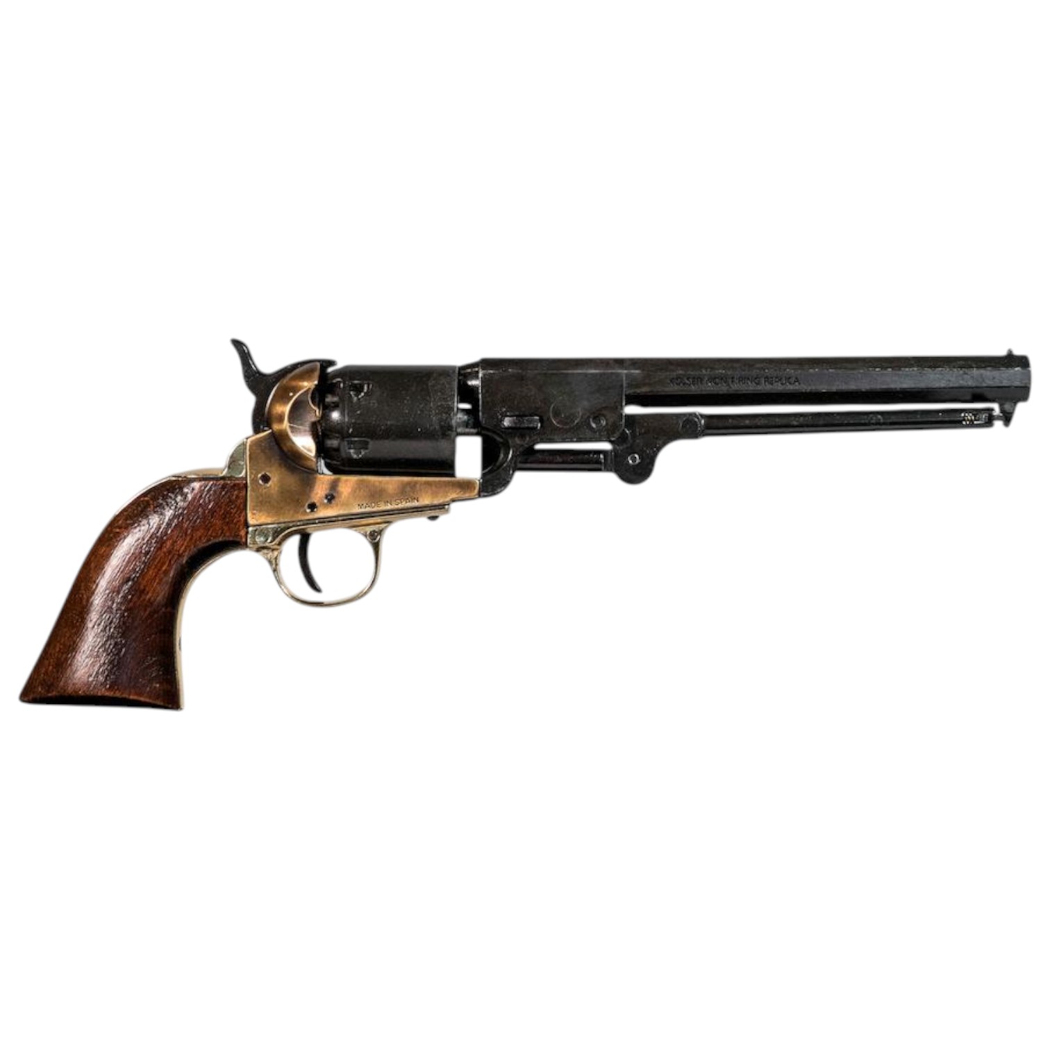 Replik Colt Navy 1851 mit Holzgriff, schwarzem Metall und Messing