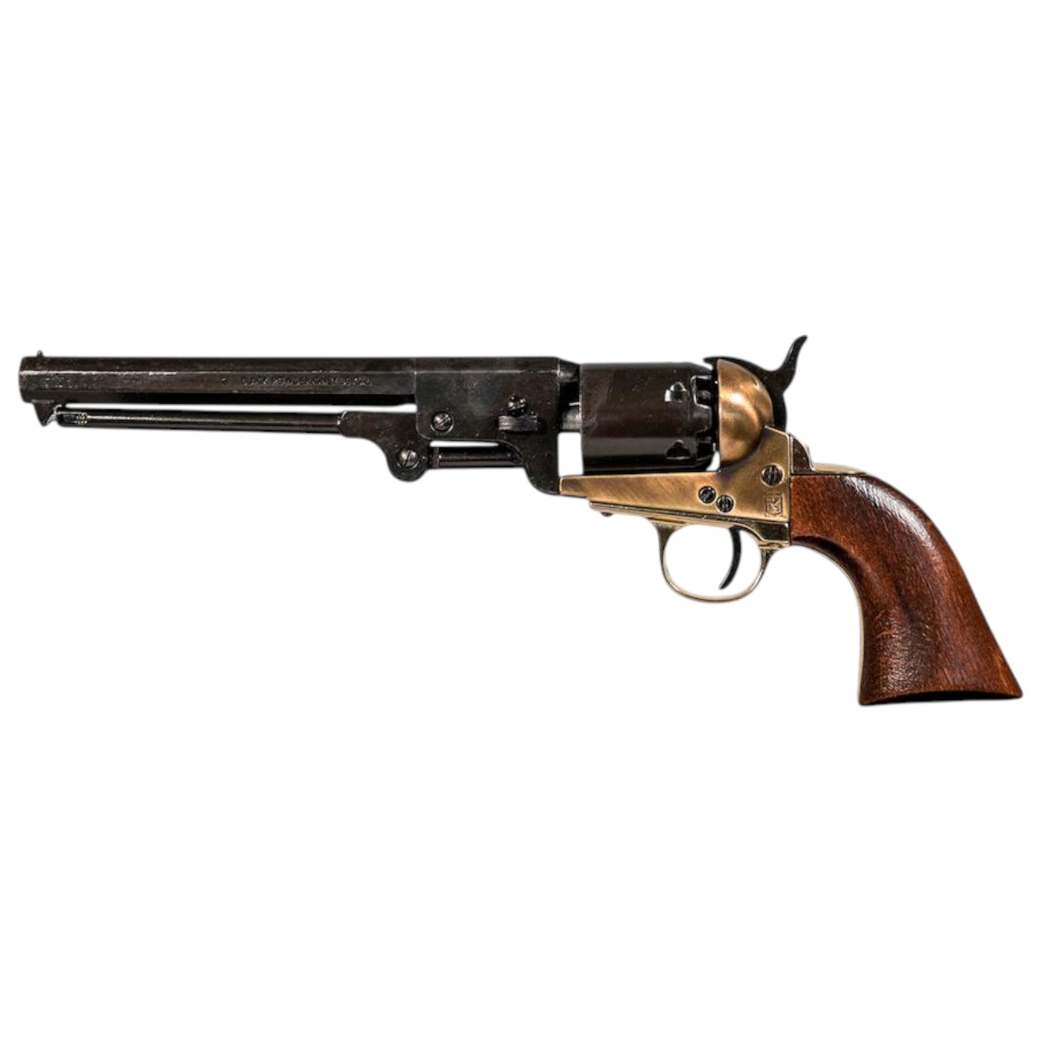 Replik Colt Navy 1851 mit Holzgriff, schwarzem Metall und Messing