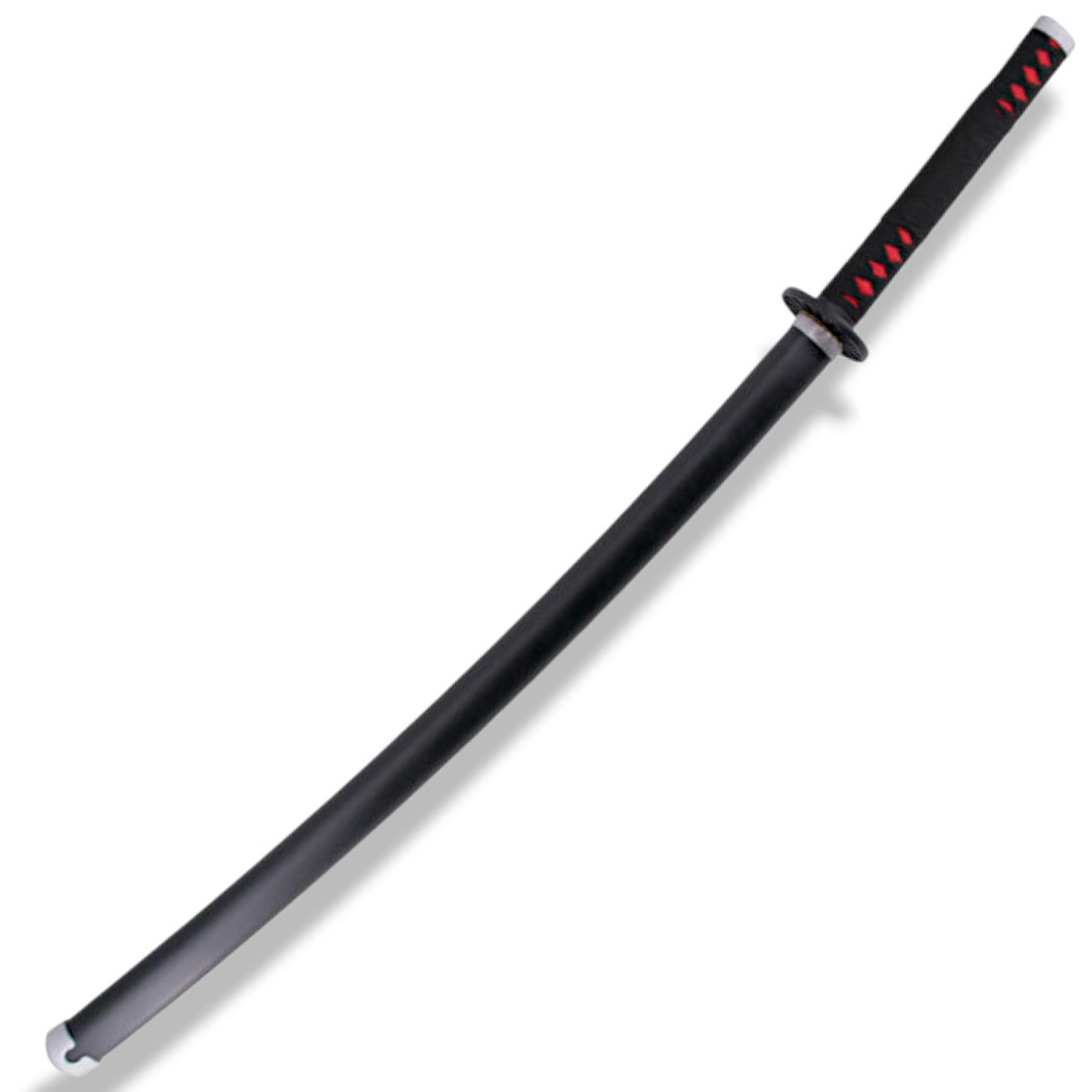 Kamado Tanjirous funktionales Katana mit Kohlenstoffstahlklinge und schwarzer Scheide