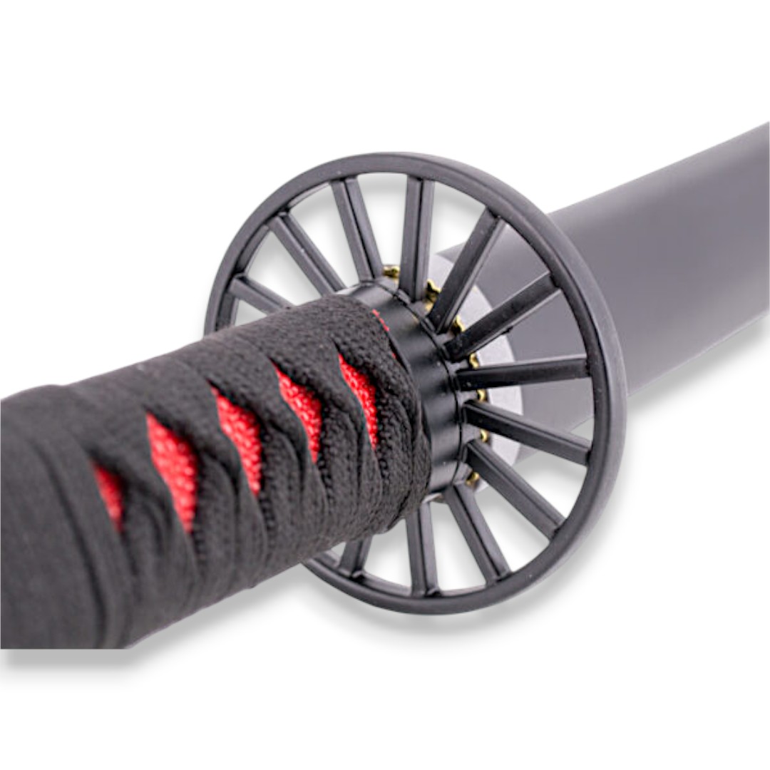Kamado Tanjirous funktionales Katana mit Kohlenstoffstahlklinge und schwarzer Scheide