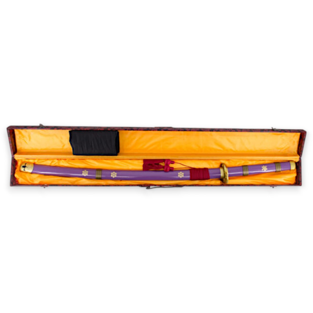 Funktionelles Katana Enma von Zoro aus One Piece lila mit goldenen Details