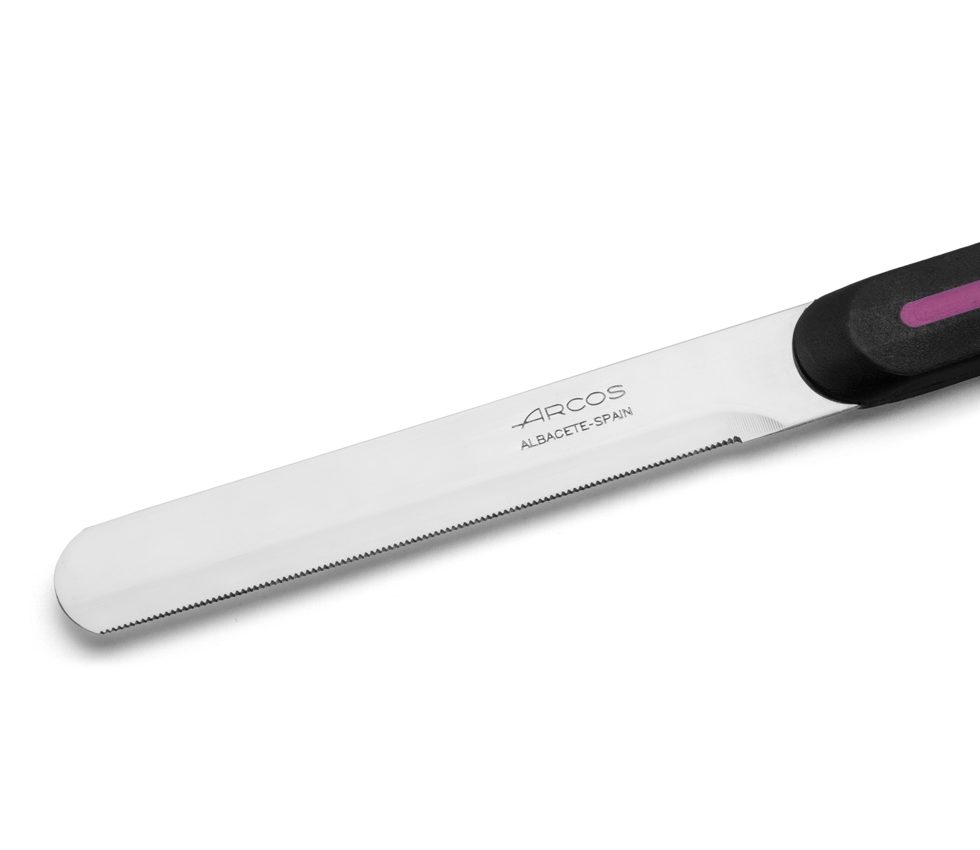Arcos Nitrum schwarz-rosa Tafelmesser mit 10 cm Micro-Perlen-Klinge