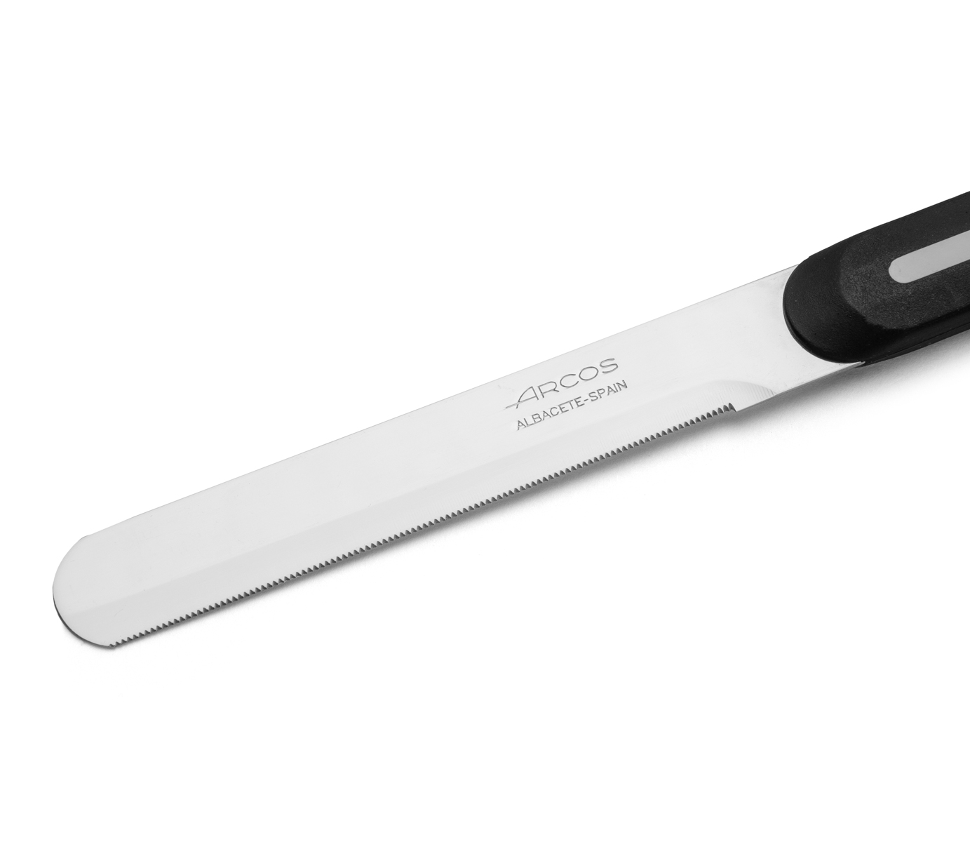 Arcos Nitrum schwarz-weißes Tafelmesser mit 10 cm Mikroperlenklinge