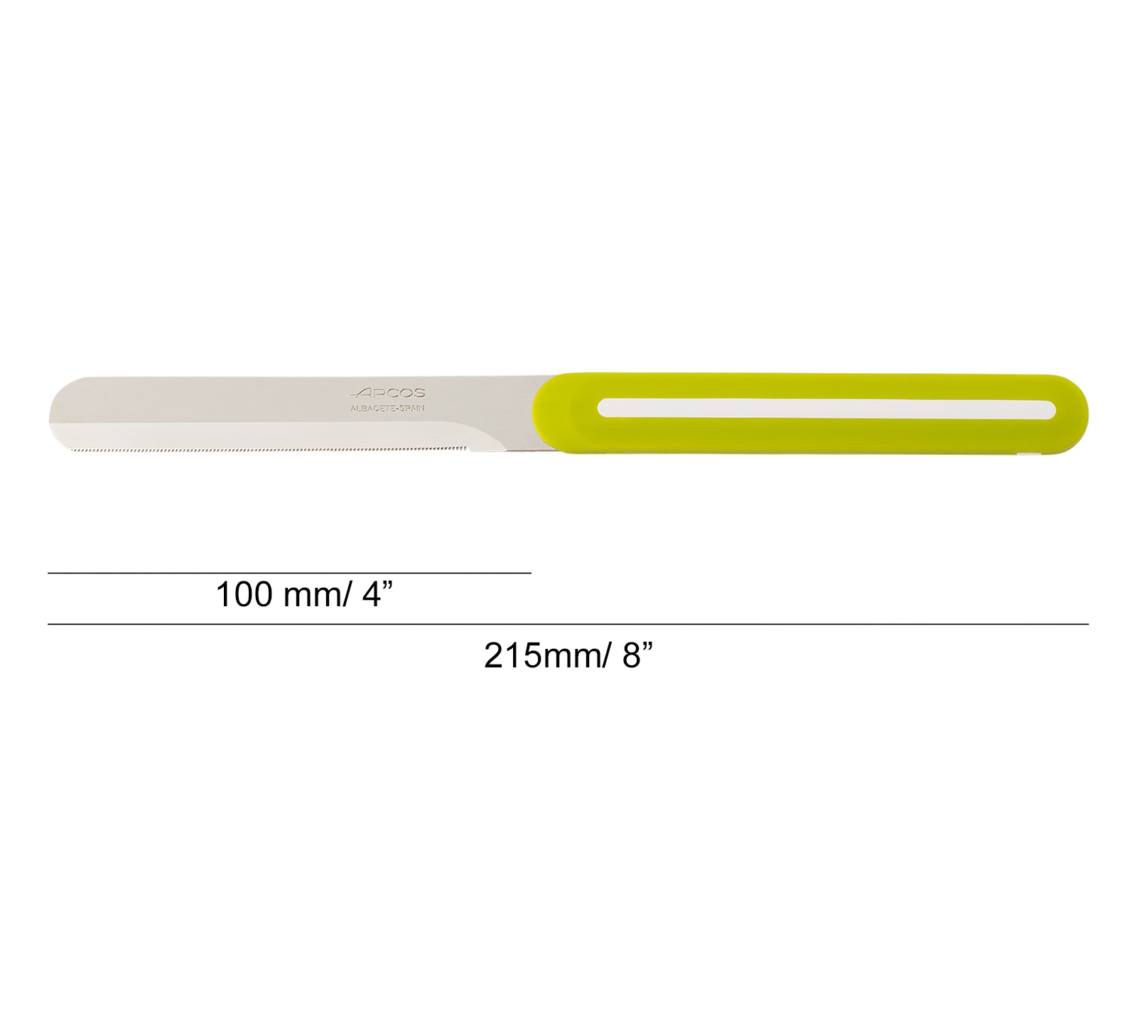 Arcos Nitrum grünes Tafelmesser mit 10 cm Micro-Pearl-Klinge