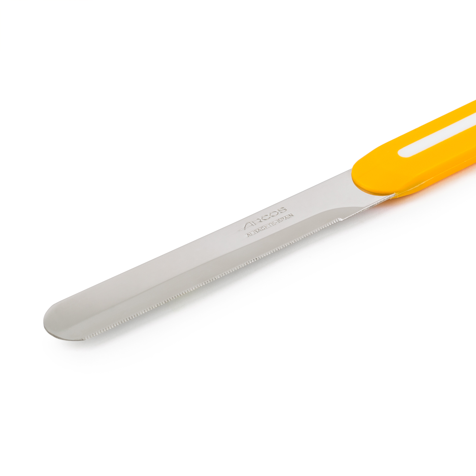 Arcos Nitrum orange Tafelmesser mit 10 cm Micro-Pearl-Klinge