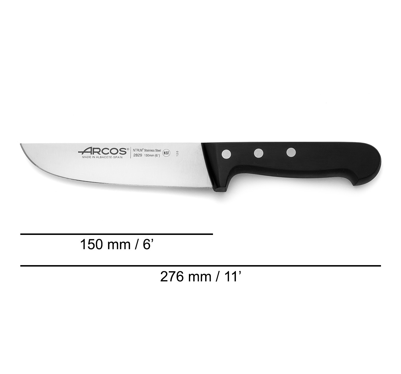 Arcos Universal-Fleischermesser, gerade, mit 15 cm Klinge und Polyoxymethylen-Griff