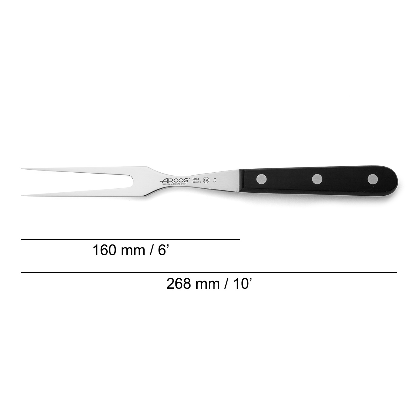 Fourchette à découper Arcos Universal 160 mm avec manche en polyoxyméthylène noir