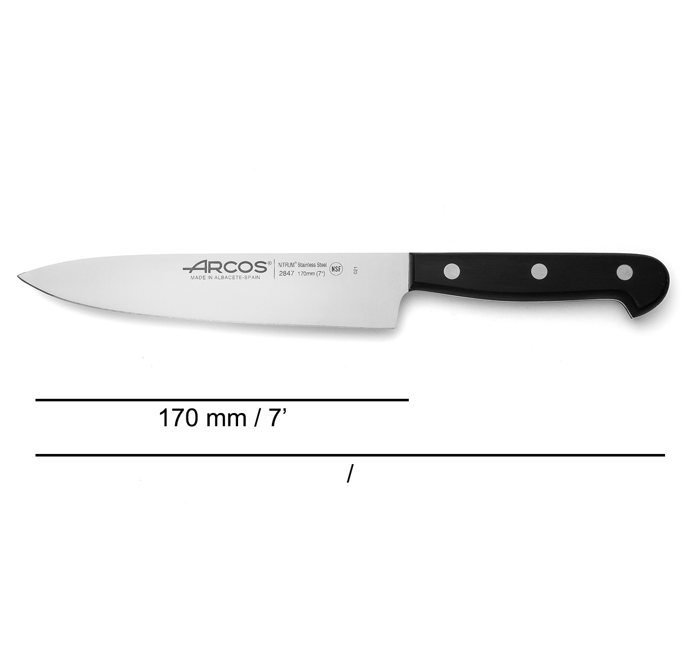 Couteau de chef Arcos Universal 170 mm avec manche en polyoxyméthylène noir