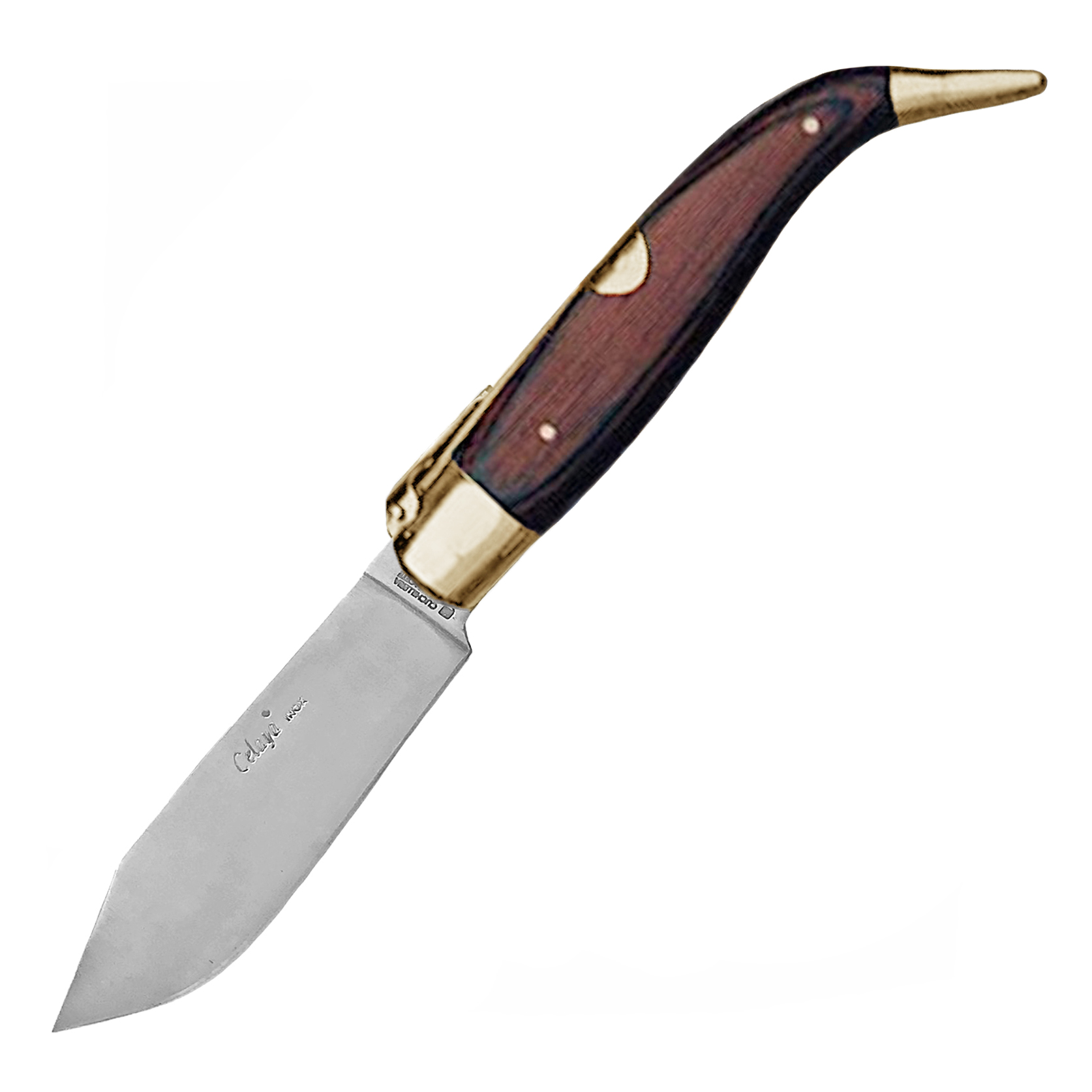 Pastora handcrafted knife with red wood handle and brass ferrule,...
