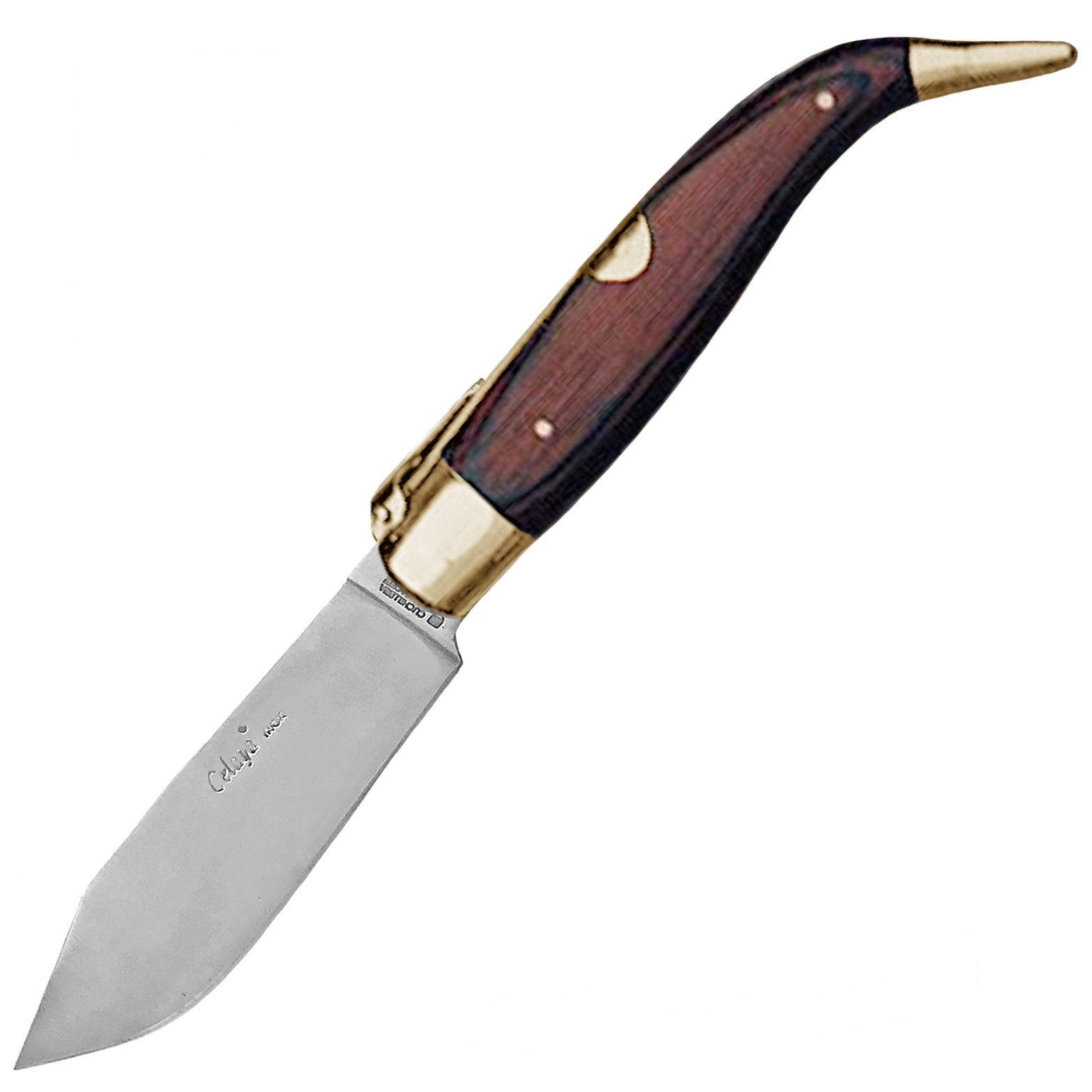 Handgefertigtes Pastora-Messer mit rotem Holzgriff und Messingzwi...