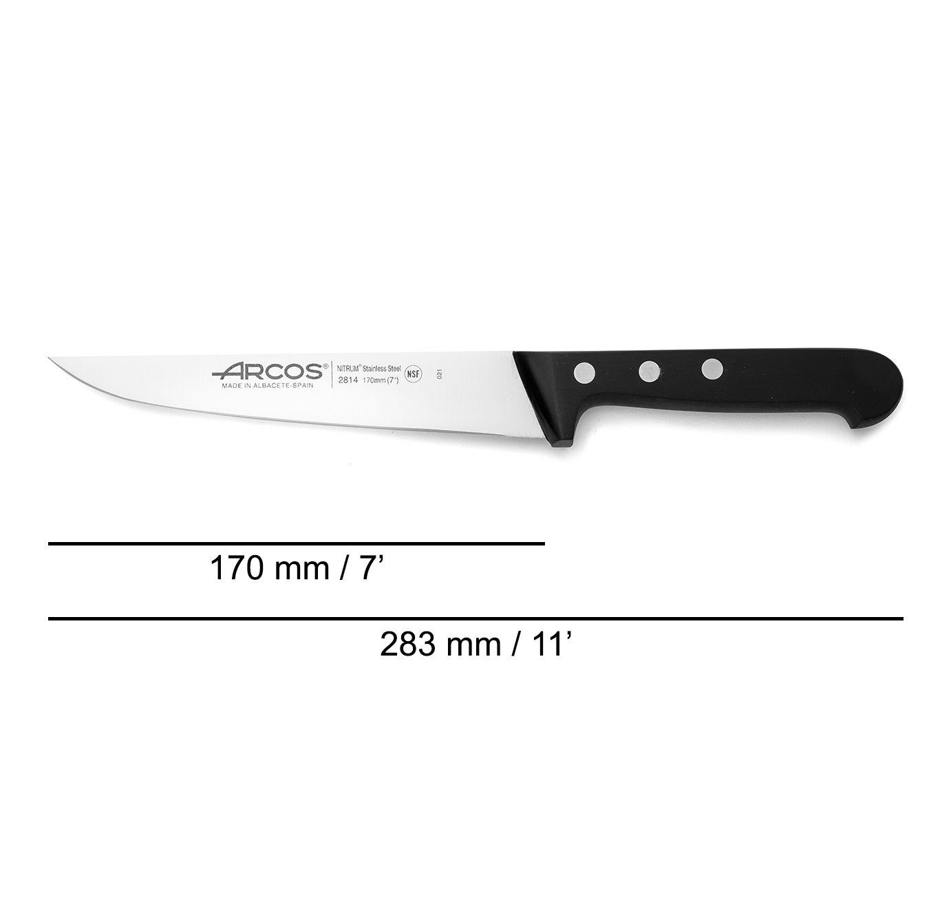 Couteau de cuisine Arcos Universal 170 mm avec manche en polyoxyméthylène noir