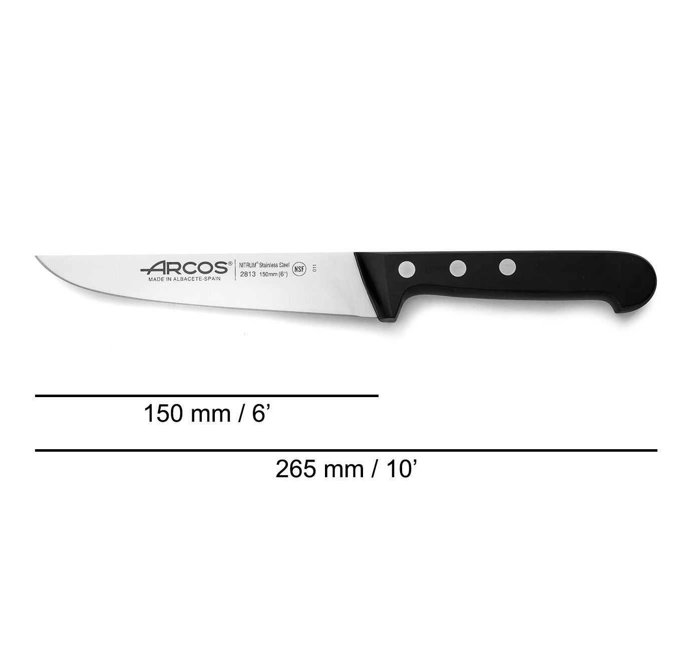 Couteau de cuisine Arcos Universal 150 mm avec manche en polyoxyméthylène noir