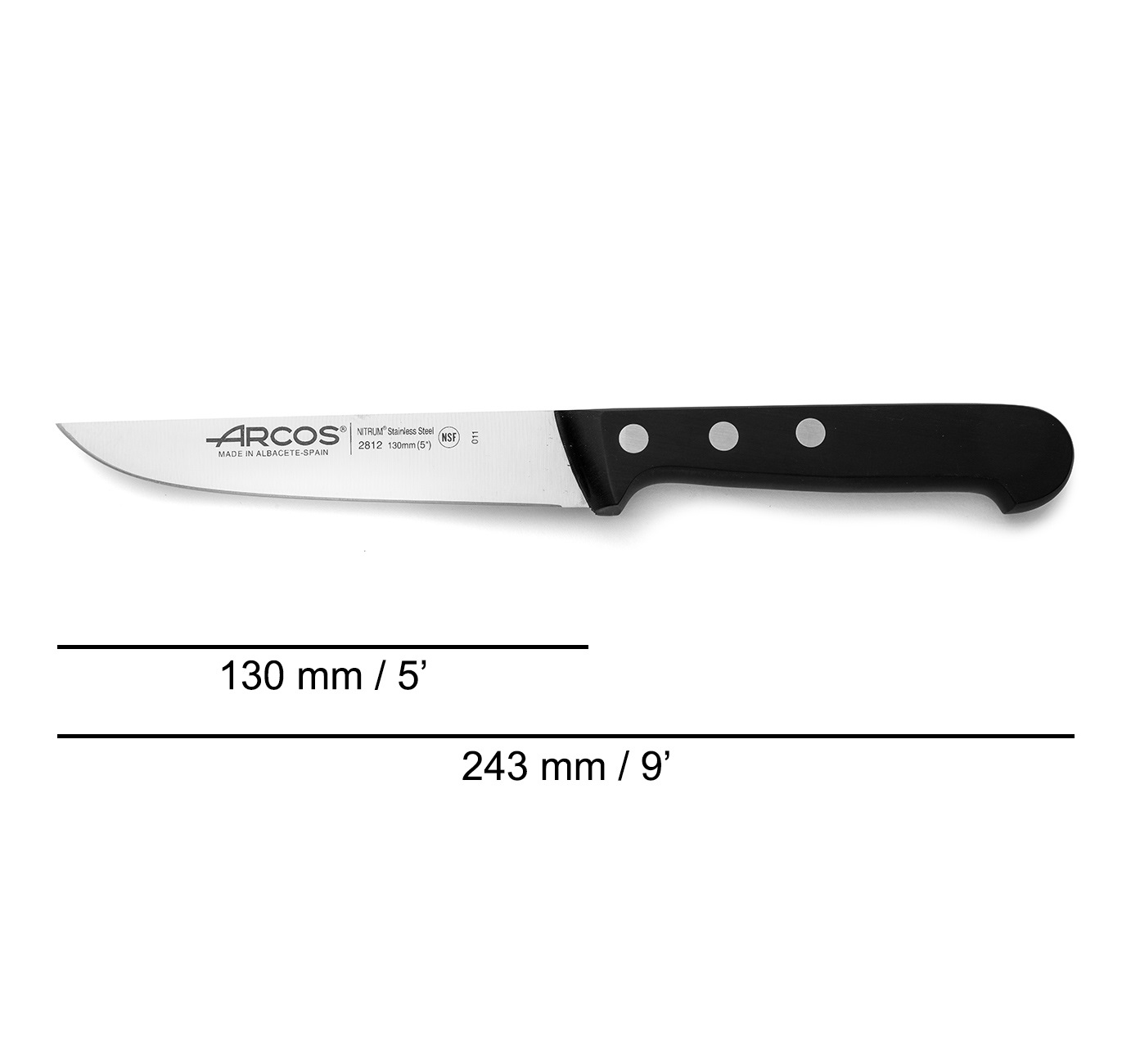 Couteau de cuisine Arcos Universal 130 mm avec manche en polyoxyméthylène noir