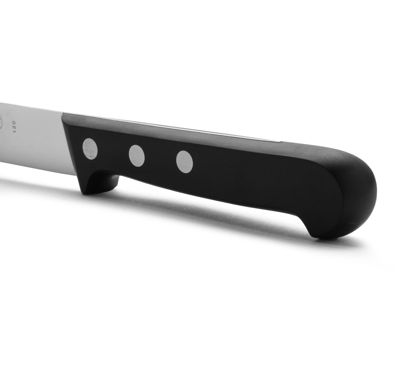 Cuchillo de lenguado Arcos Universal con mango de polioximetileno negro y hoja estrecha de 170 mm