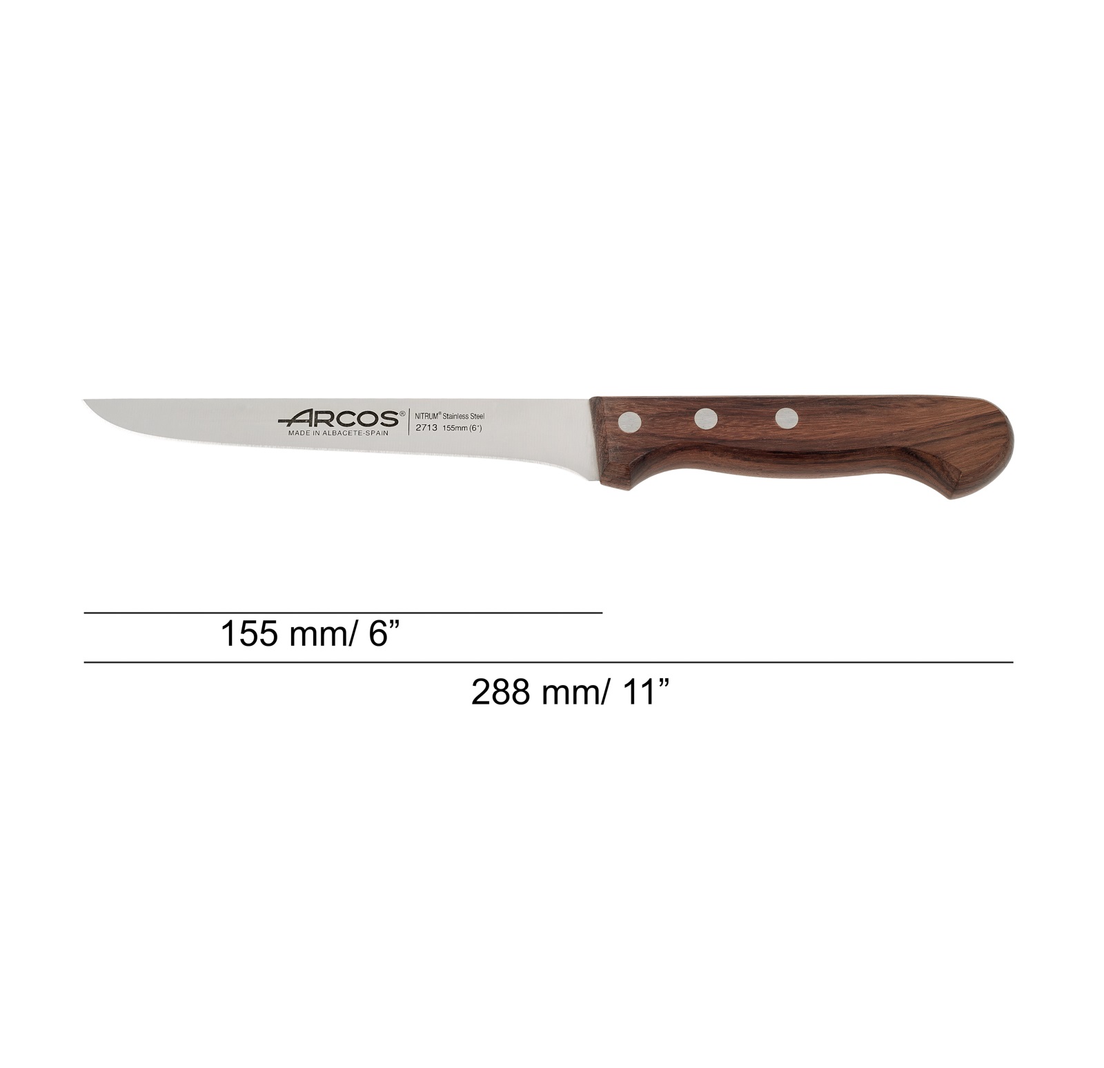 Cuchillo deshuesador Arcos Atlántico con mango de madera de palisandro y hoja de 155 mm