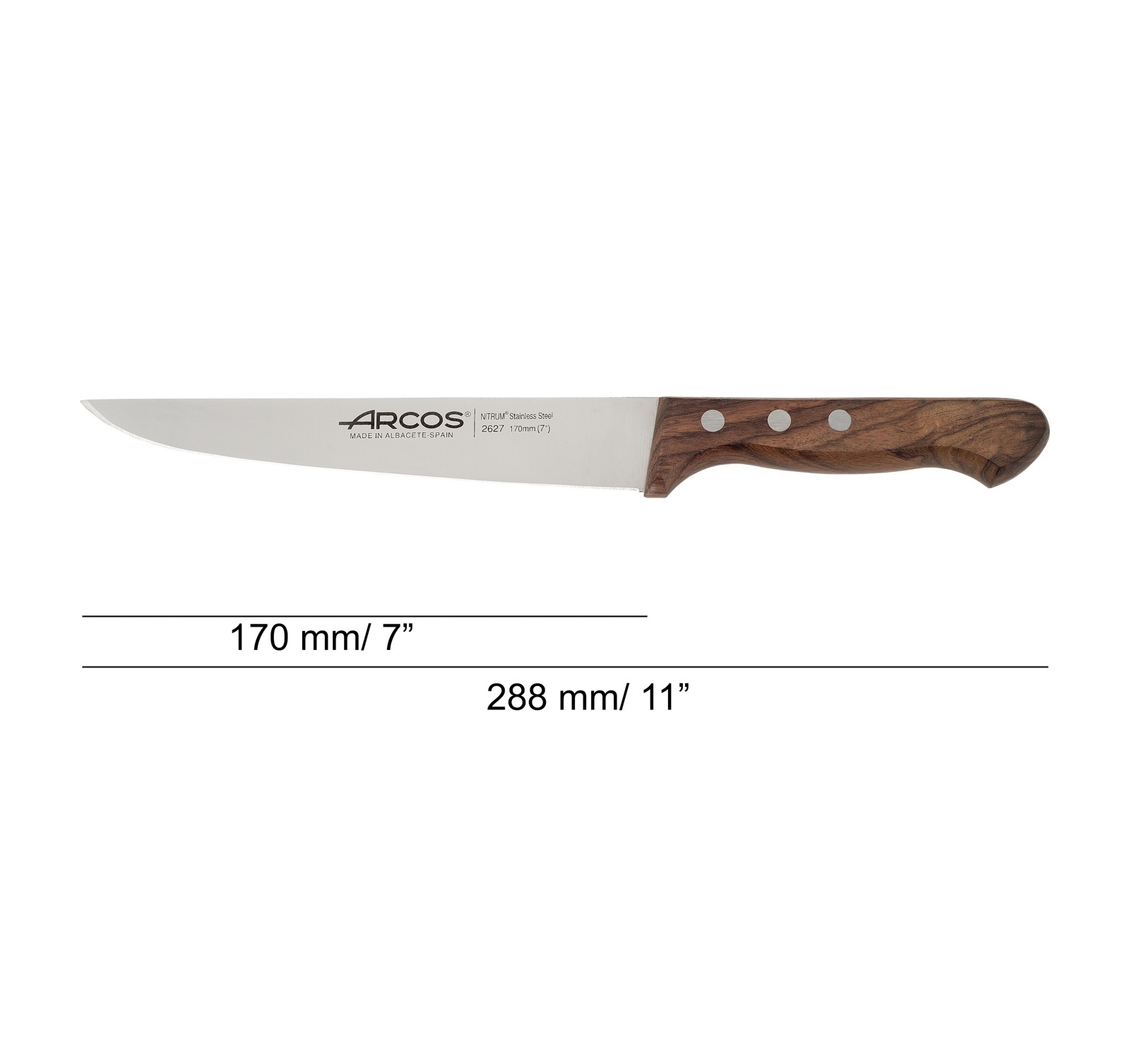 Couteau de cuisine Arcos Atlántico avec manche en palissandre et lame de 170 mm