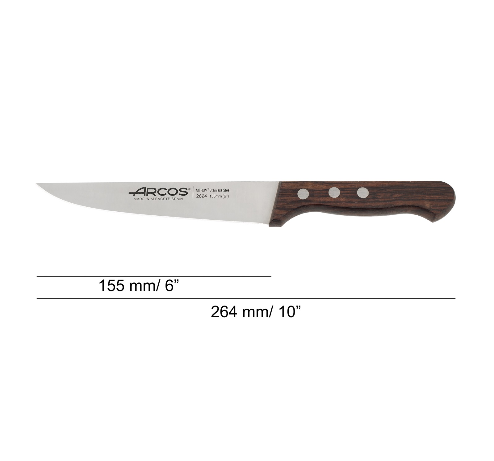 Couteau de cuisine Arcos Atlántico avec manche en palissandre et lame de 155 mm