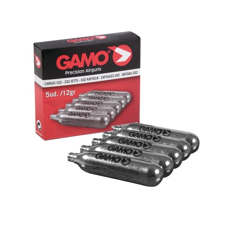 Caixa com 5 cargas de CO2 de 12g da Gamo