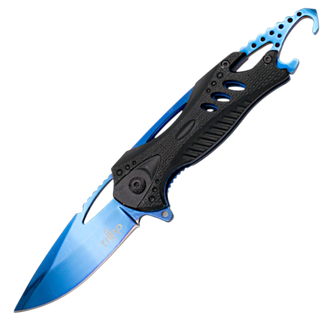 Blaues taktisches Taschenmesser mit Flaschenöffner