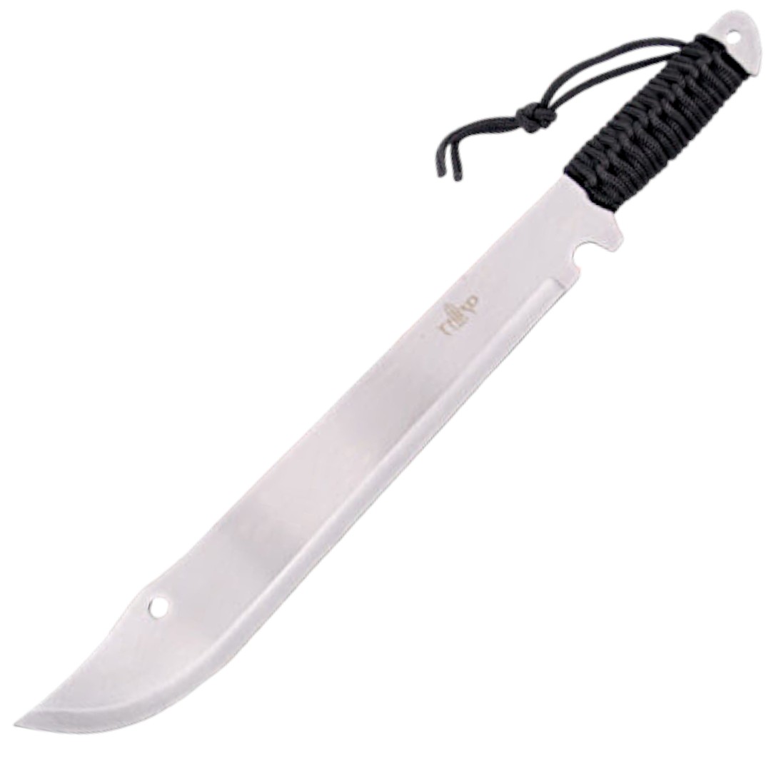 Machete con lama satinata di 39 cm e manico in corda nera