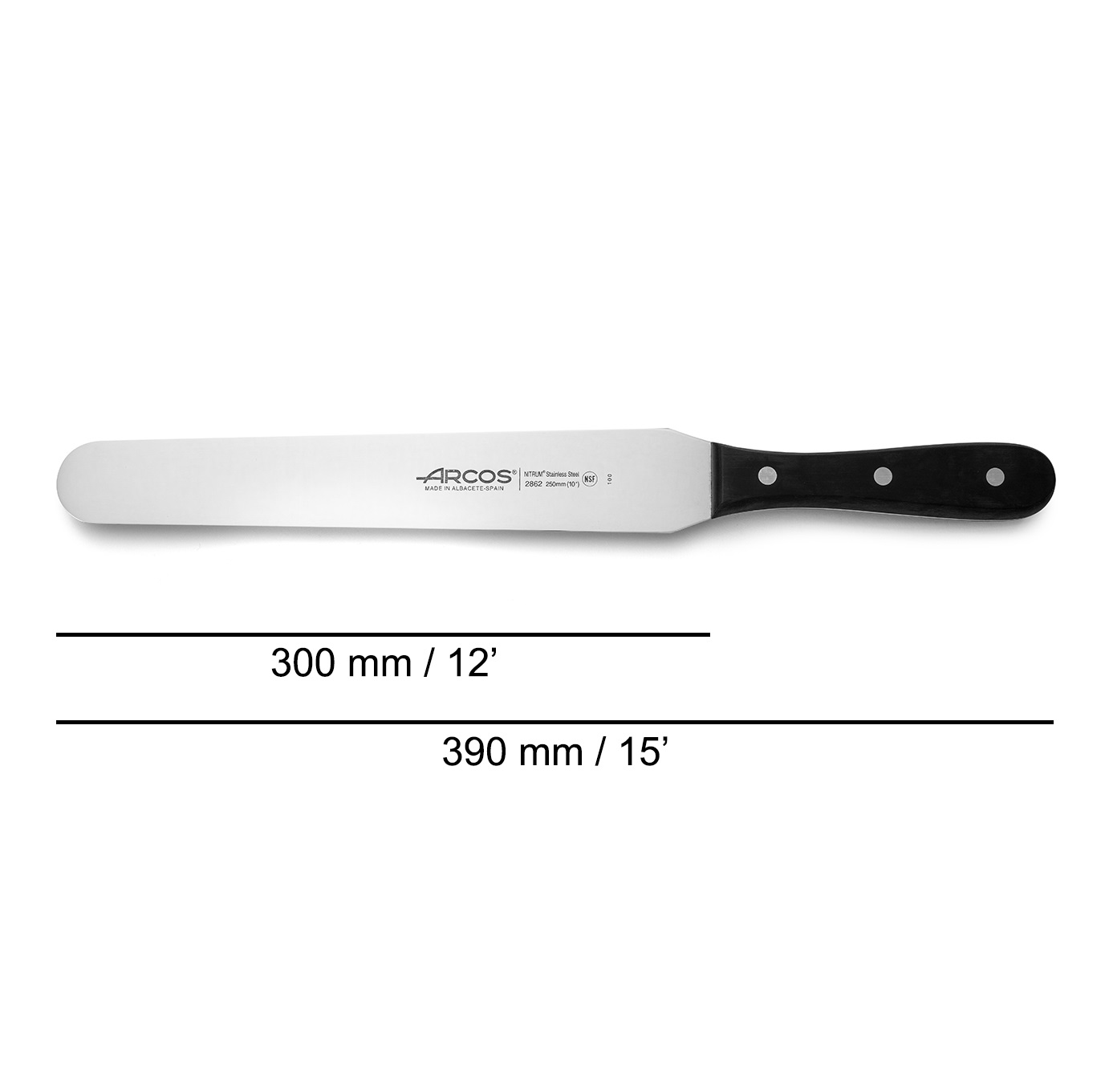 Arcos Spatule à pâtisserie lame 250 mm, série universelle, manche en polyoxyméthylène noir