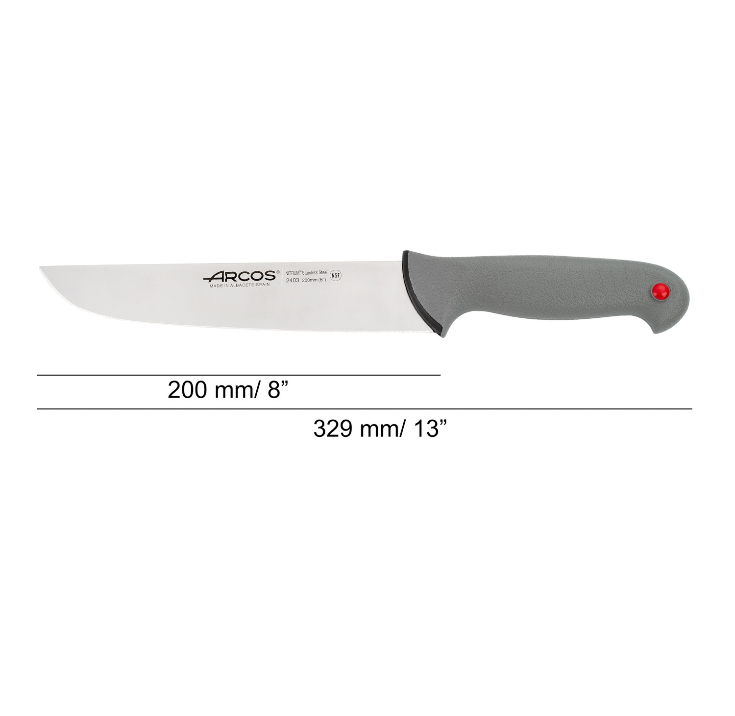 Coltello da macellaio Arcos con lama Colour Prof da 200 mm e manico grigio a doppia iniezione