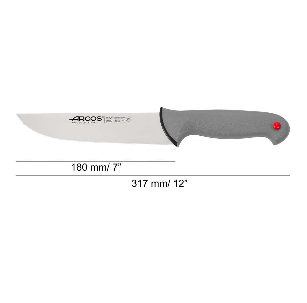 Arcos Fleischermesser mit 180 mm Colour Prof Klinge und grauem, doppelt eingespritztem Griff